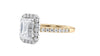 Emerald Cut Halo Classic Diamond Band Engagement Ring