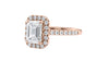 Emerald Cut Halo Classic Diamond Band Engagement Ring