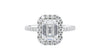 Emerald Cut Halo Classic Diamond Band Engagement Ring