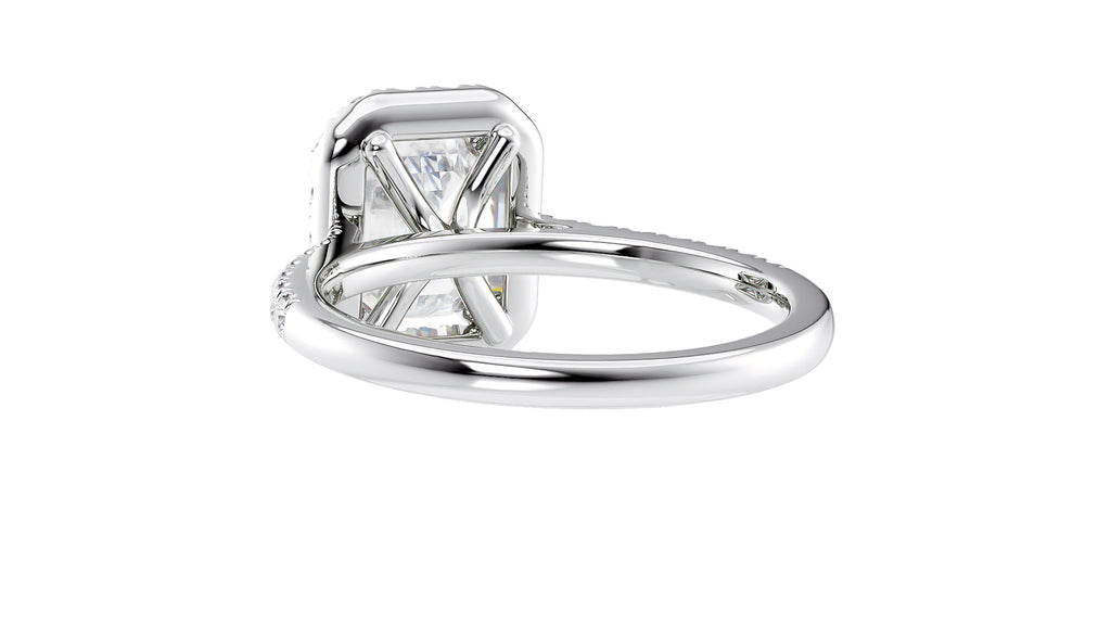 Emerald Cut Halo Classic Diamond Band Engagement Ring