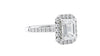 Emerald Cut Halo Classic Diamond Band Engagement Ring