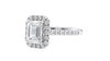 Emerald Cut Halo Classic Diamond Band Engagement Ring