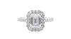 Emerald Cut Halo Classic Diamond Band Engagement Ring