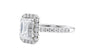 Emerald Cut Halo Classic Diamond Band Engagement Ring