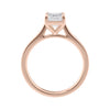 Lab grown emerald cut diamond solitaire engagement ring 18ct rose gold side view.