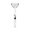 Lab grown emerald cut diamond solitaire engagement ring white gold end view.