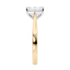 Lab grown emerald cut diamond solitaire engagement ring 18ct gold end view.
