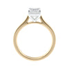 Lab grown emerald cut diamond solitaire engagement ring 18ct gold side view.