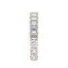 Round and emerald cut fusion diamond eternity band gold end view.