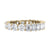 Round and emerald cut fusion diamond eternity band gold front view.