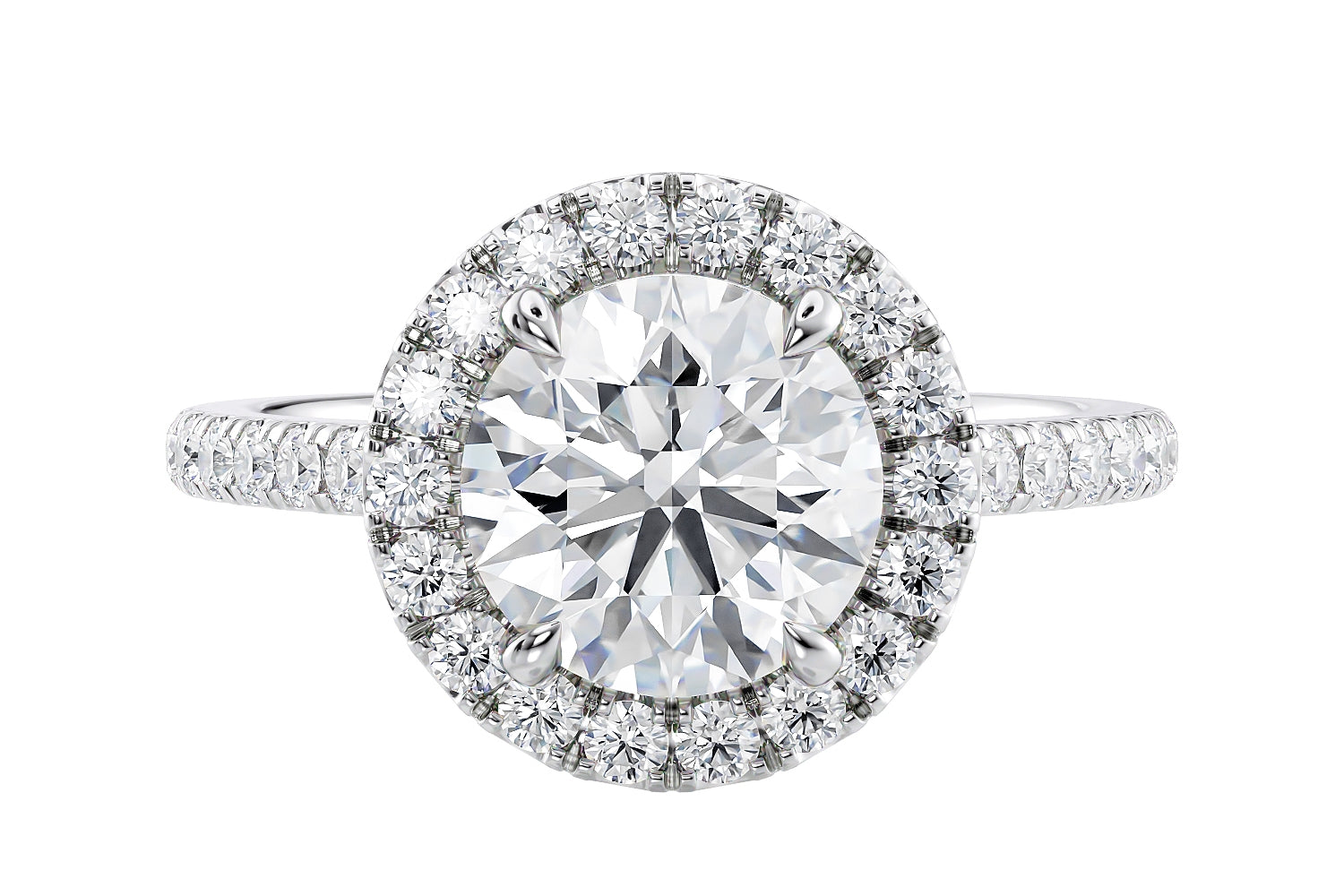 halo style engagement ring white gold