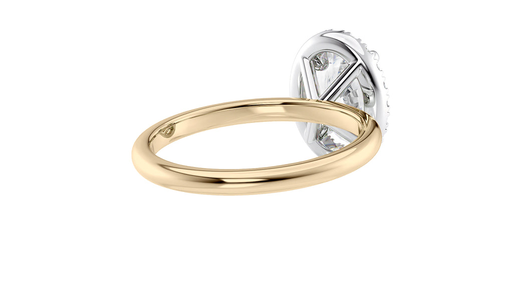 Oval Halo Plain Band Diamond Engagement Ring