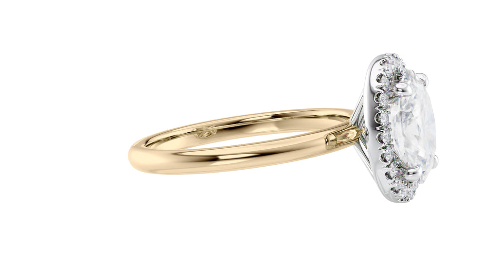 Oval Halo Plain Band Diamond Engagement Ring