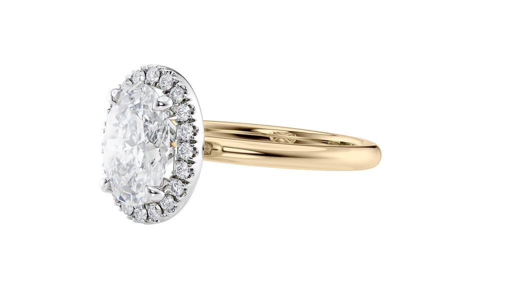 Oval Halo Plain Band Diamond Engagement Ring