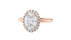 Oval Halo Plain Band Diamond Engagement Ring
