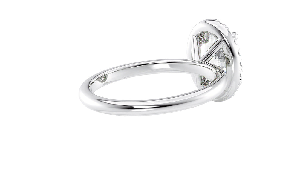 Oval Halo Plain Band Diamond Engagement Ring