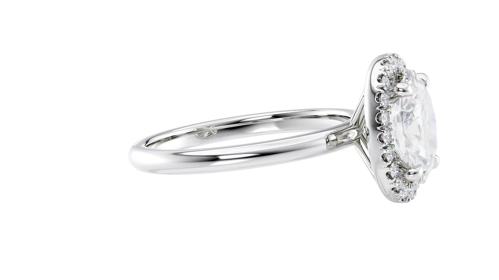 Oval Halo Plain Band Diamond Engagement Ring