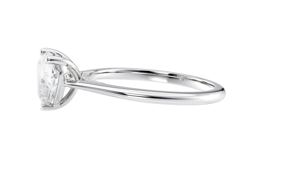 Heart Solitaire with Diamond Bridge Engagement Ring