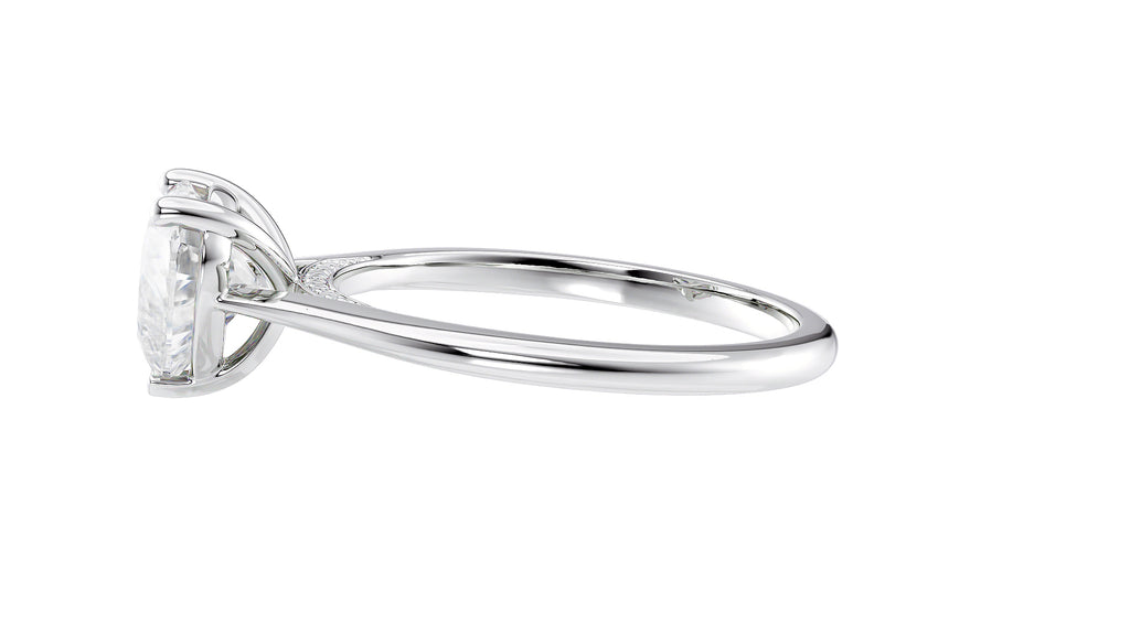 Heart Solitaire with Diamond Bridge Engagement Ring