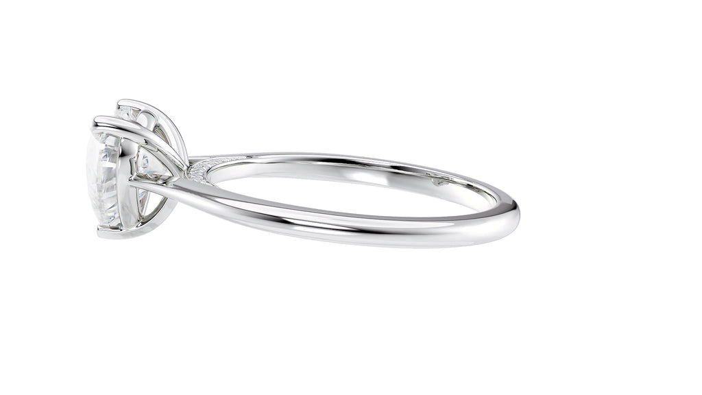 Heart Solitaire with Diamond Bridge Engagement Ring