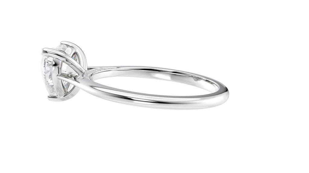 Heart Solitaire with Diamond Bridge Engagement Ring