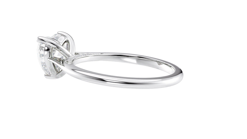 Heart Solitaire with Diamond Bridge Engagement Ring