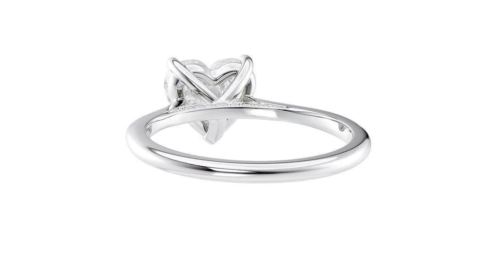Heart Solitaire with Diamond Bridge Engagement Ring