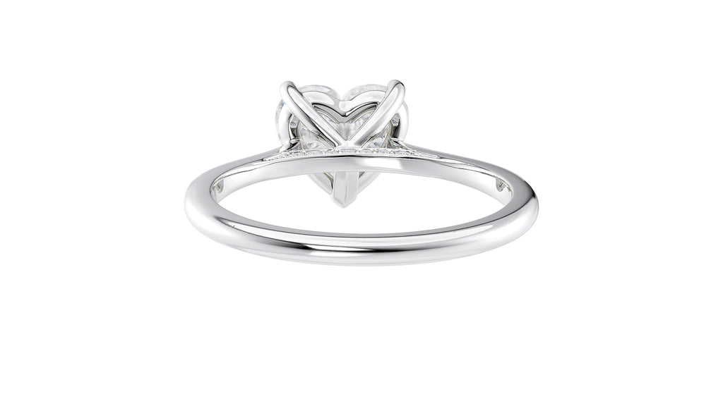 Heart Solitaire with Diamond Bridge Engagement Ring
