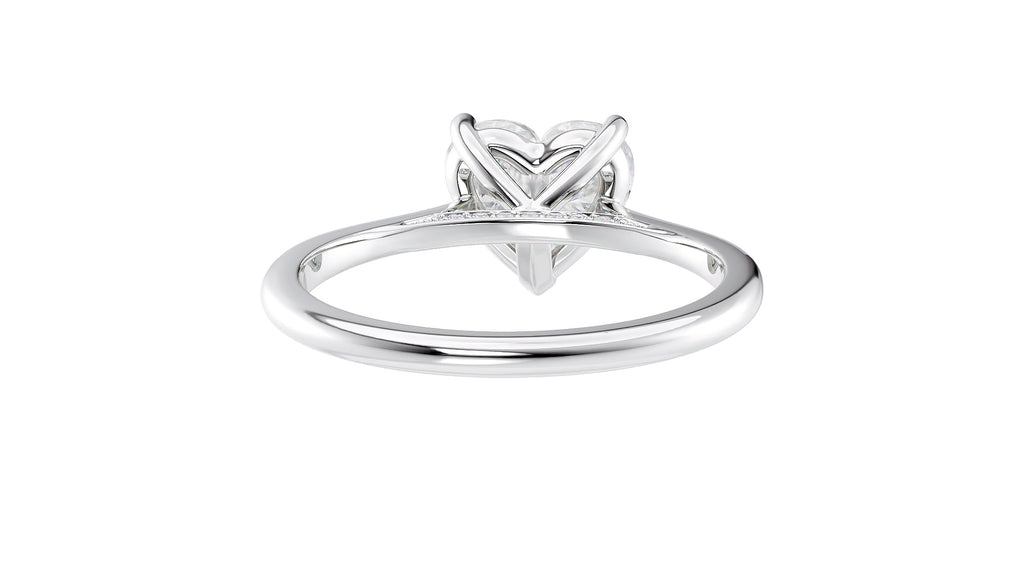 Heart Solitaire with Diamond Bridge Engagement Ring