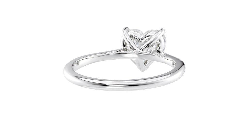 Heart Solitaire with Diamond Bridge Engagement Ring