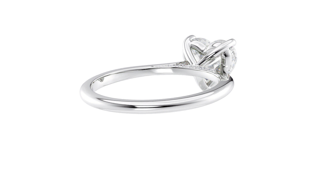 Heart Solitaire with Diamond Bridge Engagement Ring