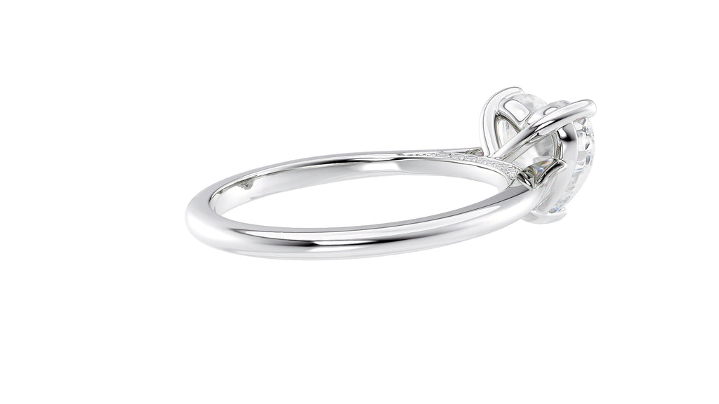 Heart Solitaire with Diamond Bridge Engagement Ring