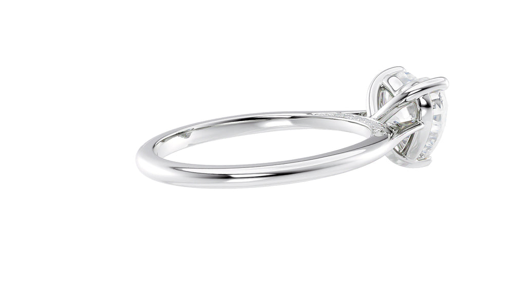 Heart Solitaire with Diamond Bridge Engagement Ring