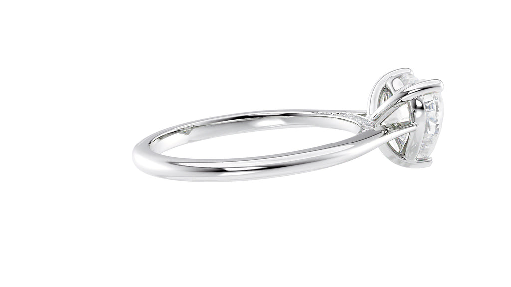 Heart Solitaire with Diamond Bridge Engagement Ring