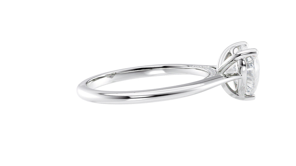 Heart Solitaire with Diamond Bridge Engagement Ring