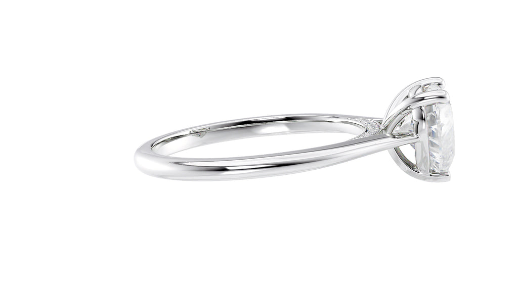 Heart Solitaire with Diamond Bridge Engagement Ring