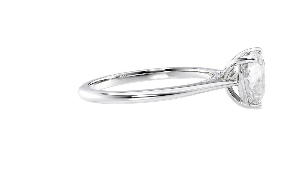 Heart Solitaire with Diamond Bridge Engagement Ring