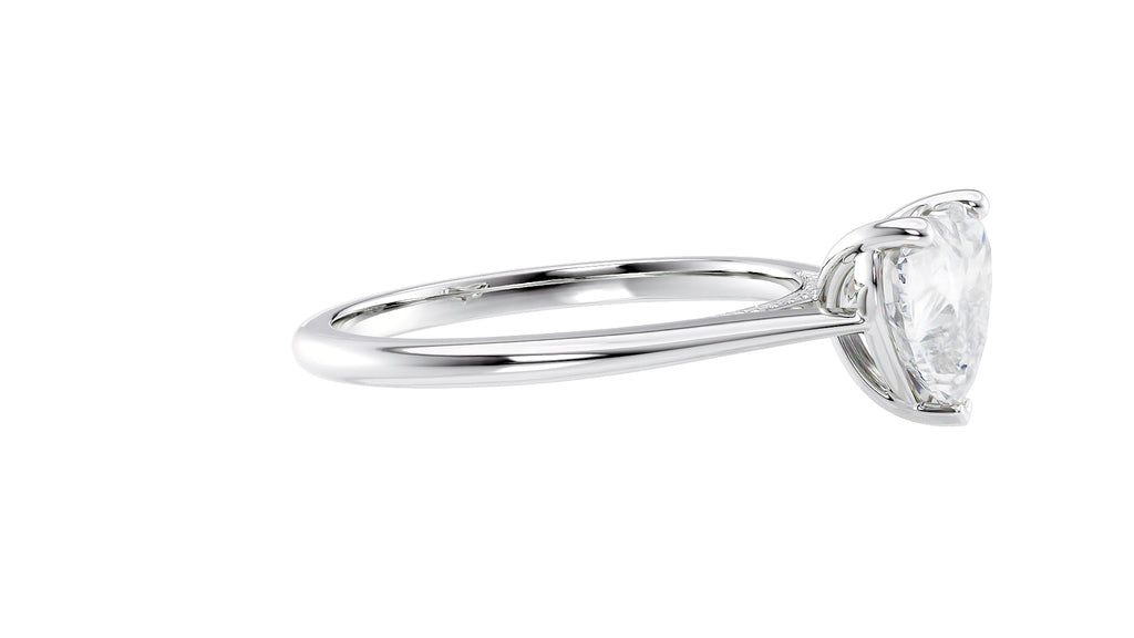 Heart Solitaire with Diamond Bridge Engagement Ring