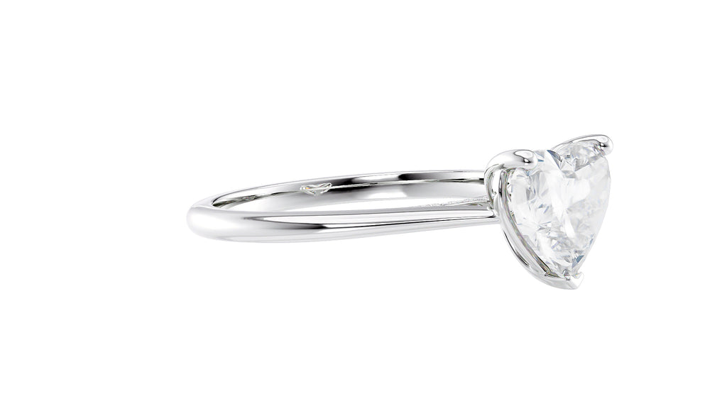 Heart Solitaire with Diamond Bridge Engagement Ring