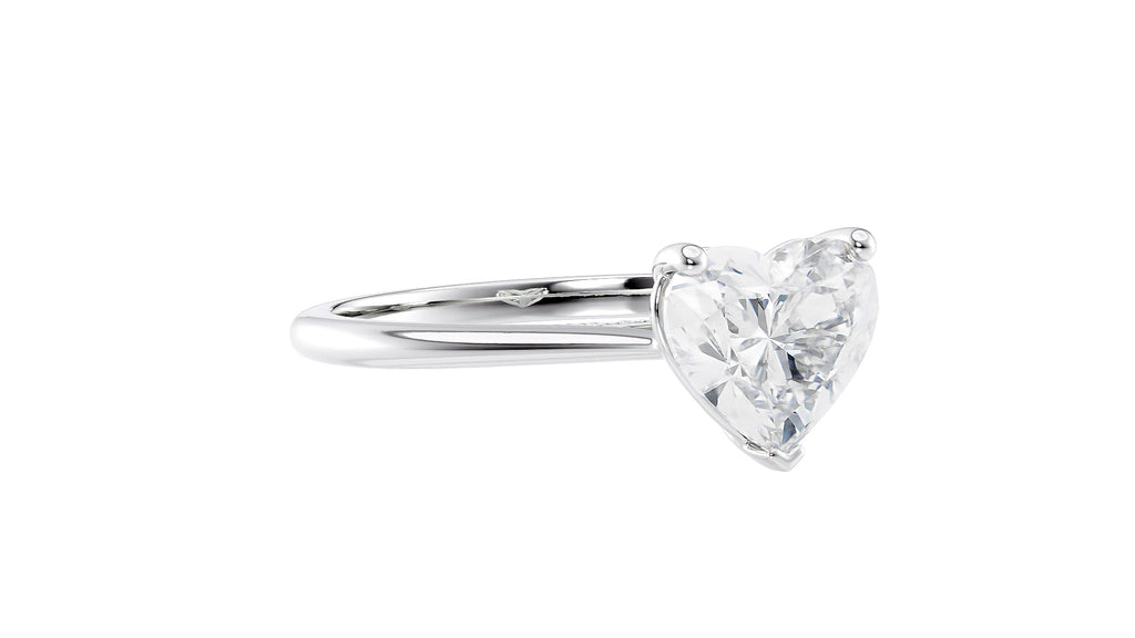 Heart Solitaire with Diamond Bridge Engagement Ring
