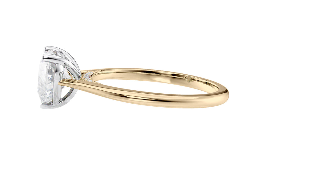Heart Solitaire with Diamond Bridge Engagement Ring