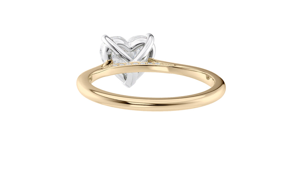 Heart Solitaire with Diamond Bridge Engagement Ring