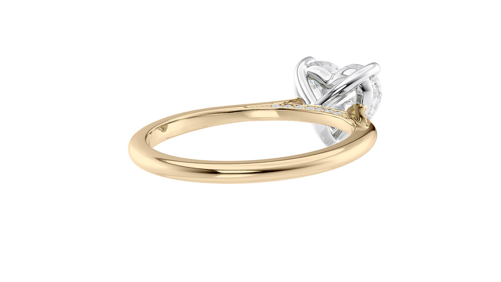 Heart Solitaire with Diamond Bridge Engagement Ring