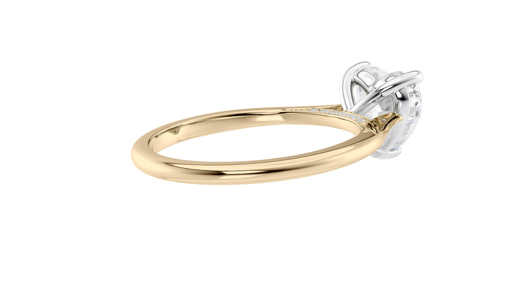 Heart Solitaire with Diamond Bridge Engagement Ring