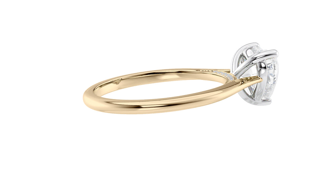 Heart Solitaire with Diamond Bridge Engagement Ring