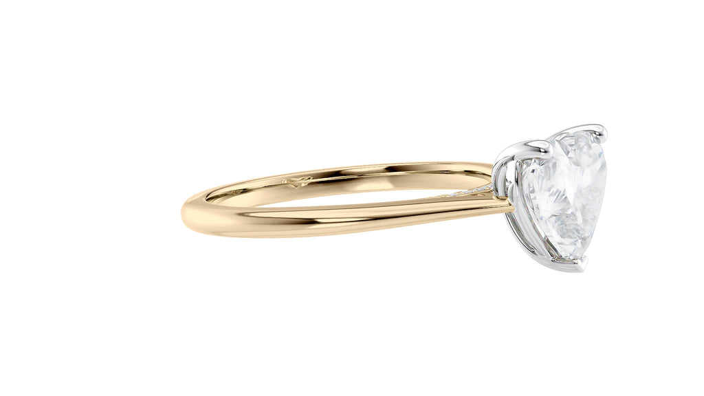 Heart Solitaire with Diamond Bridge Engagement Ring