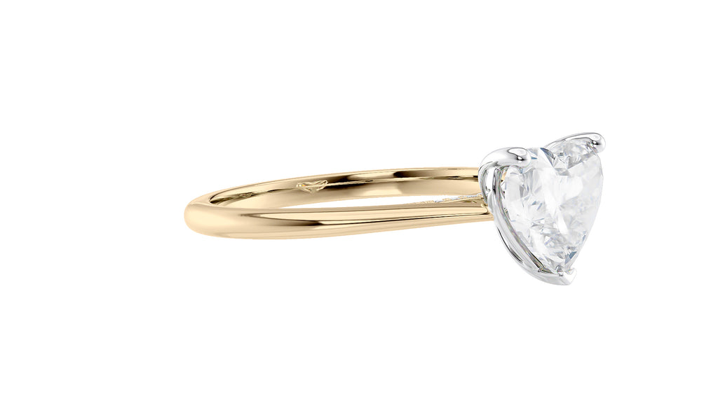 Heart Solitaire with Diamond Bridge Engagement Ring