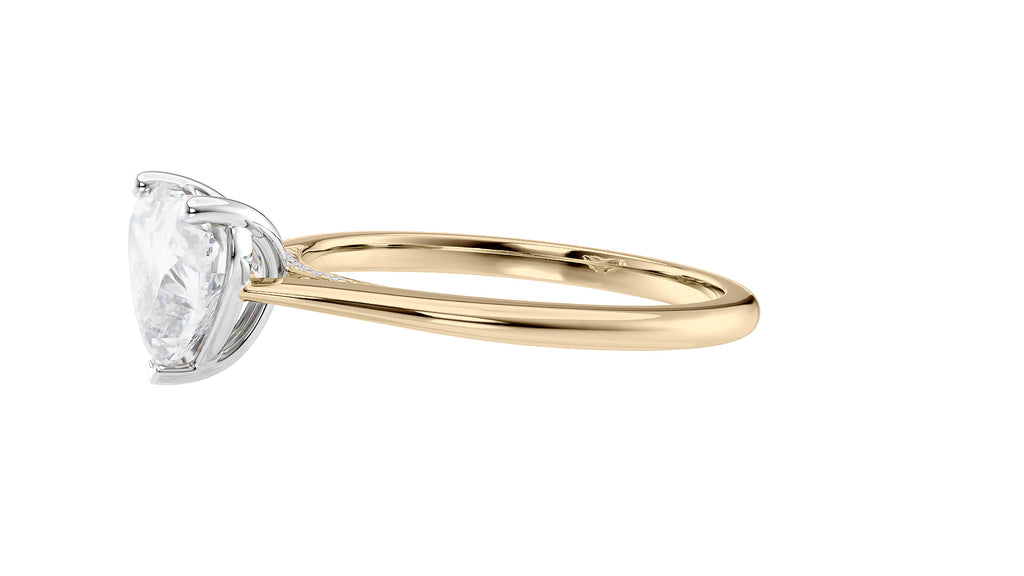 Heart Solitaire with Diamond Bridge Engagement Ring