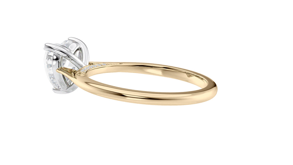 Heart Solitaire with Diamond Bridge Engagement Ring