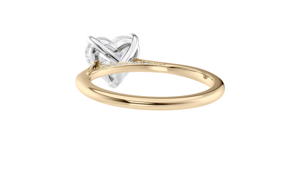 Heart Solitaire with Diamond Bridge Engagement Ring